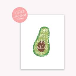 Happiness Is Chips & Guacamole Print - Avocado Prints Funny Friend Gift Wall Office Decor - thumbnail 2