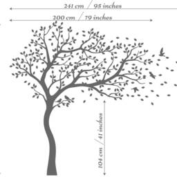 Large White Tree Decal With Birds - Nursery Nature Mural Sticker For Kids Rooms - thumbnail 2