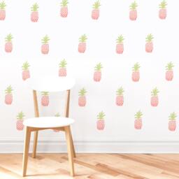 Pineapple Toss - Pink Fabric Wall Decal Tropical Mej - thumbnail 3