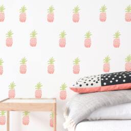 Pineapple Toss - Pink Fabric Wall Decal Tropical Mej - thumbnail 2