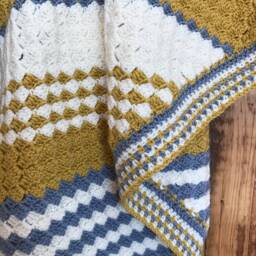 Crocheted Baby Blanket Gender Neutral Acrylic Pram Blanket - thumbnail 2