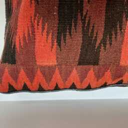 "Afghan Handwoven Red Kilim Vintage Carpet Cushion Cover, 45cm X 45cm, - 18"" 18" - thumbnail 3
