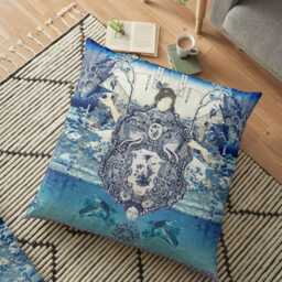 Chinoiserie Pillow, Cushion, Blue & White Durable Fabric, Geisha Girl Throw Pillows 16X 16, 18X18 Or 20X20 20 X 14 In - thumbnail 4
