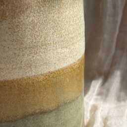 Bamboo Ceramic Planter, Handmade Glazed Pot, Green Plant Large Vessel, Unique British Gift, Handcrafted Pots - thumbnail 2