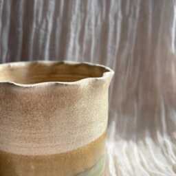 Bamboo Ceramic Planter, Handmade Glazed Pot, Green Plant Large Vessel, Unique British Gift, Handcrafted Pots - thumbnail 3