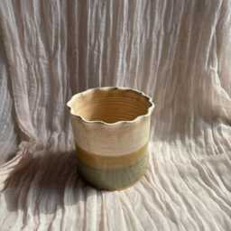 Bamboo Ceramic Planter, Handmade Glazed Pot, Green Plant Large Vessel, Unique British Gift, Handcrafted Pots - thumbnail 4