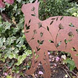 Brown Metal Floral Cat Stake Garden Ornament - thumbnail 2