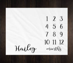 Gender Neutral Milestone Blanket Month Growth Tracker Minky Fleece Baby Shower Gift Girl Boy Calligraphy Script - thumbnail 1