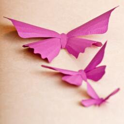 Paper Butterflies 3D Orchid Pink-Purple Butterfly Silhouettes For Wall Decor, Nursery, Children's Room - thumbnail 3