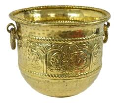 Handcrafted Brass Planter, Floral Design, Indoor Outdoor Decor