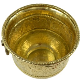 Handcrafted Brass Planter, Floral Design, Indoor Outdoor Decor - thumbnail 3