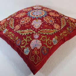 Handmade Suzani Silk Pillow Cover Sp382, Pillow, Hand Embroidery, Throw, Suzani, Decorative Pillows, Accent Pillows - thumbnail 3