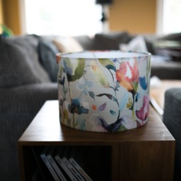 Handmade 40cm Drum Lampshade in Voyage Floral Linen - Standard Lamp, Ceiling Or Table - thumbnail 2