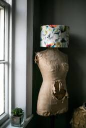 Handmade 40cm Drum Lampshade in Voyage Floral Linen - Standard Lamp, Ceiling Or Table - thumbnail 1