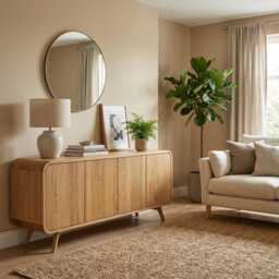 High Dresser, Sideboard, Credenza, Dresser, Wood Tv Unit With Two Compartments, Stand, Vinyl Record Storage, Art Deco Media Console - thumbnail 3