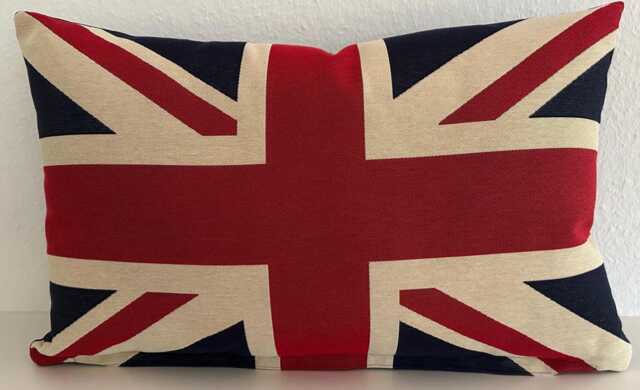 Large Decorative Cushion Cover, Union Jack Flag England Tapestry & Denim Fabric, Great Britain London Chill Queen King - image 1