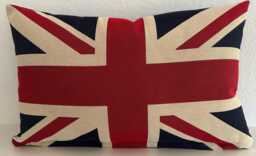 Large Decorative Cushion Cover, Union Jack Flag England Tapestry & Denim Fabric, Great Britain London Chill Queen King - thumbnail 1