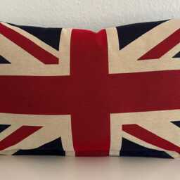 Large Decorative Cushion Cover, Union Jack Flag England Tapestry & Denim Fabric, Great Britain London Chill Queen King - thumbnail 3