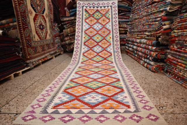3x10 Ft Afghan Handmade Kilim Rug, Maimana Chubi Runner Stunning Flatweave Oriental Hallway Carpet - image 1