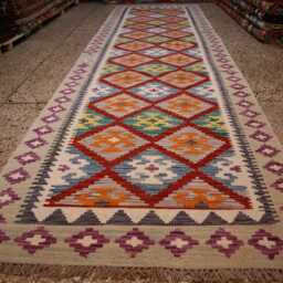 3x10 Ft Afghan Handmade Kilim Rug, Maimana Chubi Runner Stunning Flatweave Oriental Hallway Carpet - thumbnail 2
