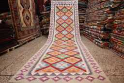 3x10 Ft Afghan Handmade Kilim Rug, Maimana Chubi Runner Stunning Flatweave Oriental Hallway Carpet - thumbnail 1