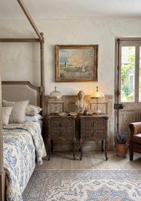 Vintage French Ornate Style Bedside Tables - Gold & Brown - Distressed Upcycled Nightstands - image 1