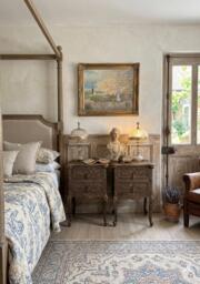 Vintage French Ornate Style Bedside Tables - Gold & Brown - Distressed Upcycled Nightstands