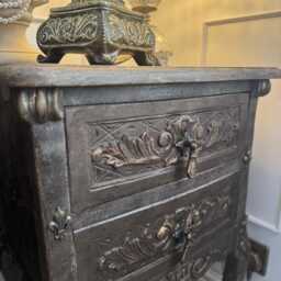 Vintage French Ornate Style Bedside Tables - Gold & Brown - Distressed Upcycled Nightstands - thumbnail 4