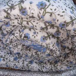 Indian Hand Block Print Cotton Quilt Reversible Floral Bedspread - 90x108 - thumbnail 3