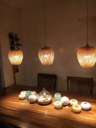 Handwoven Bamboo Chandelier Rustic Pendant Ceiling Light