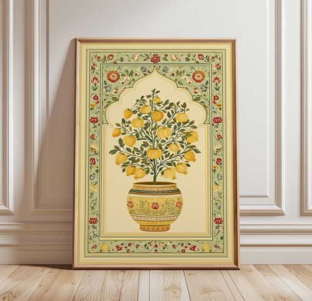 Lemon Tree Poster, Botanical Vase Print, Floral Wall Art - image 1