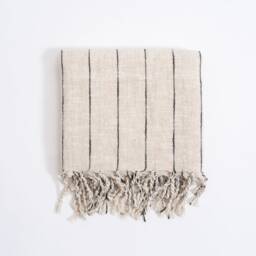 Boho Picnic Blanket, Striped Beach Towel, Black Throw, Neutral Turkish Minimal Soft Cream Housewarming Gift - thumbnail 3