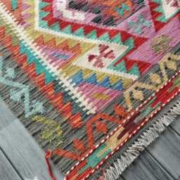 Afghan Kilim Rug, Handmade Artisan Turkish Persian Navajo Moroccan Bohemian Flatweave, Traditional Natural Wool Dhurrie Rug 156x103 cm - thumbnail 3