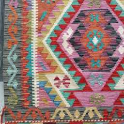 Afghan Kilim Rug, Handmade Artisan Turkish Persian Navajo Moroccan Bohemian Flatweave, Traditional Natural Wool Dhurrie Rug 156x103 cm - thumbnail 2