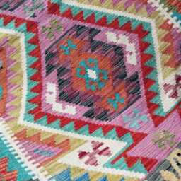 Afghan Kilim Rug, Handmade Artisan Turkish Persian Navajo Moroccan Bohemian Flatweave, Traditional Natural Wool Dhurrie Rug 156x103 cm - thumbnail 4
