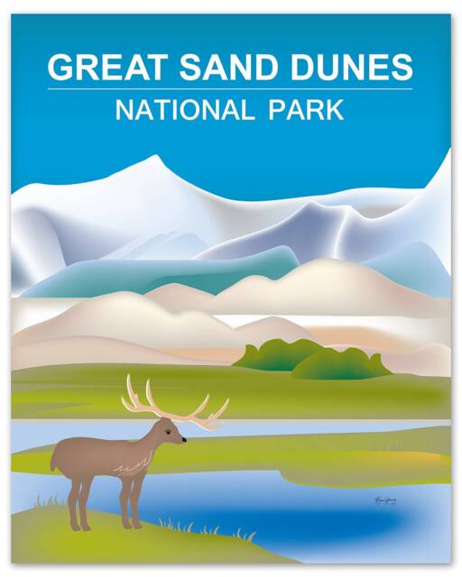 Great Sand Dunes Park Poster, National Art, Colorado Print, Skyline, Gift - Style E8-O-Gr-Sand - image 1