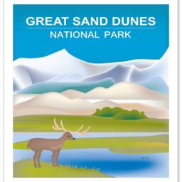 Great Sand Dunes Park Poster, National Art, Colorado Print, Skyline, Gift - Style E8-O-Gr-Sand - thumbnail 3