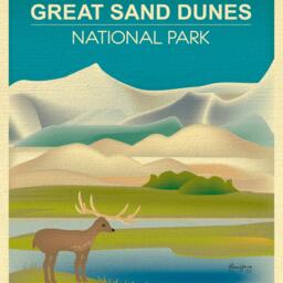 Great Sand Dunes Park Poster, National Art, Colorado Print, Skyline, Gift - Style E8-O-Gr-Sand - thumbnail 2