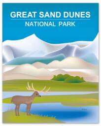 Great Sand Dunes Park Poster, National Art, Colorado Print, Skyline, Gift - Style E8-O-Gr-Sand - thumbnail 1