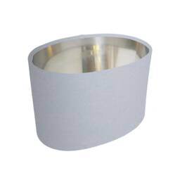 Grey Oval Lampshade in Cotton With Silver Lining - thumbnail 1