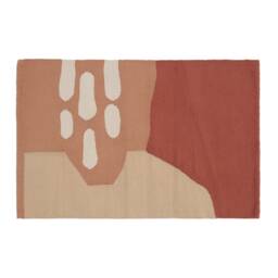 Terra Cotta Bath Mat Bathroom Rug - Trendy Cotton Bathmat Set Modern Abstract Woven Runner Funky Bathtub Accessories Washable 26x20 - thumbnail 2