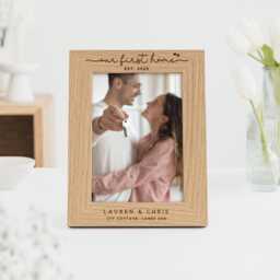 Your First Home Gift - Wooden Engraved Photo Frame Personalised Names & Address - thumbnail 3