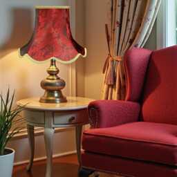 Burgundy Red Paisley Fabric Lampshade Handmade in The UK For Table & Floor Standard Lamp Shades, Ceiling Lights, Clip On Wall Lights - thumbnail 3