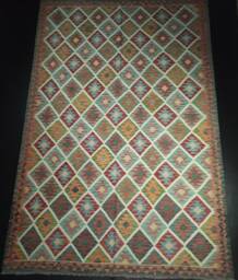 Classic Kilim Rug, Handmade Afghan Turkish Aztec Wool Rug 306x202 cm - thumbnail 1