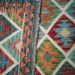 Classic Kilim Rug, Handmade Afghan Turkish Aztec Wool Rug 306x202 cm - thumbnail 3