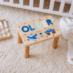 Name Puzzle Stool By Busypuzzle - Toddler Step Gift For Kids Baby Nursery Decor 1St Birthday Boy & Girl Easter - thumbnail 1