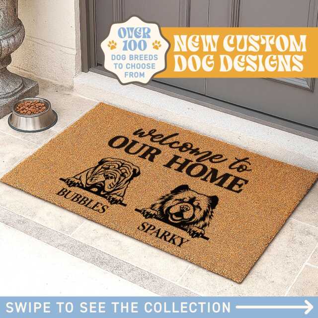 Personalized Dog Doormat - Welcome Mat Mom Mum Home Gift Custom Breeds Front Door Decor - image 1