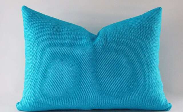 Blue Cotton Lumbar Pillow Cover Decorative Throw - 12x18 Inch - image 1