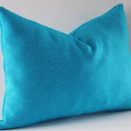 Blue Cotton Lumbar Pillow Cover Decorative Throw - 12x18 Inch - thumbnail 3
