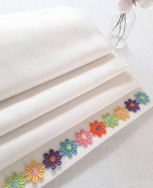 Pure White Roman Blind With Daisy Chain Trim & Blackout Lining - image 1